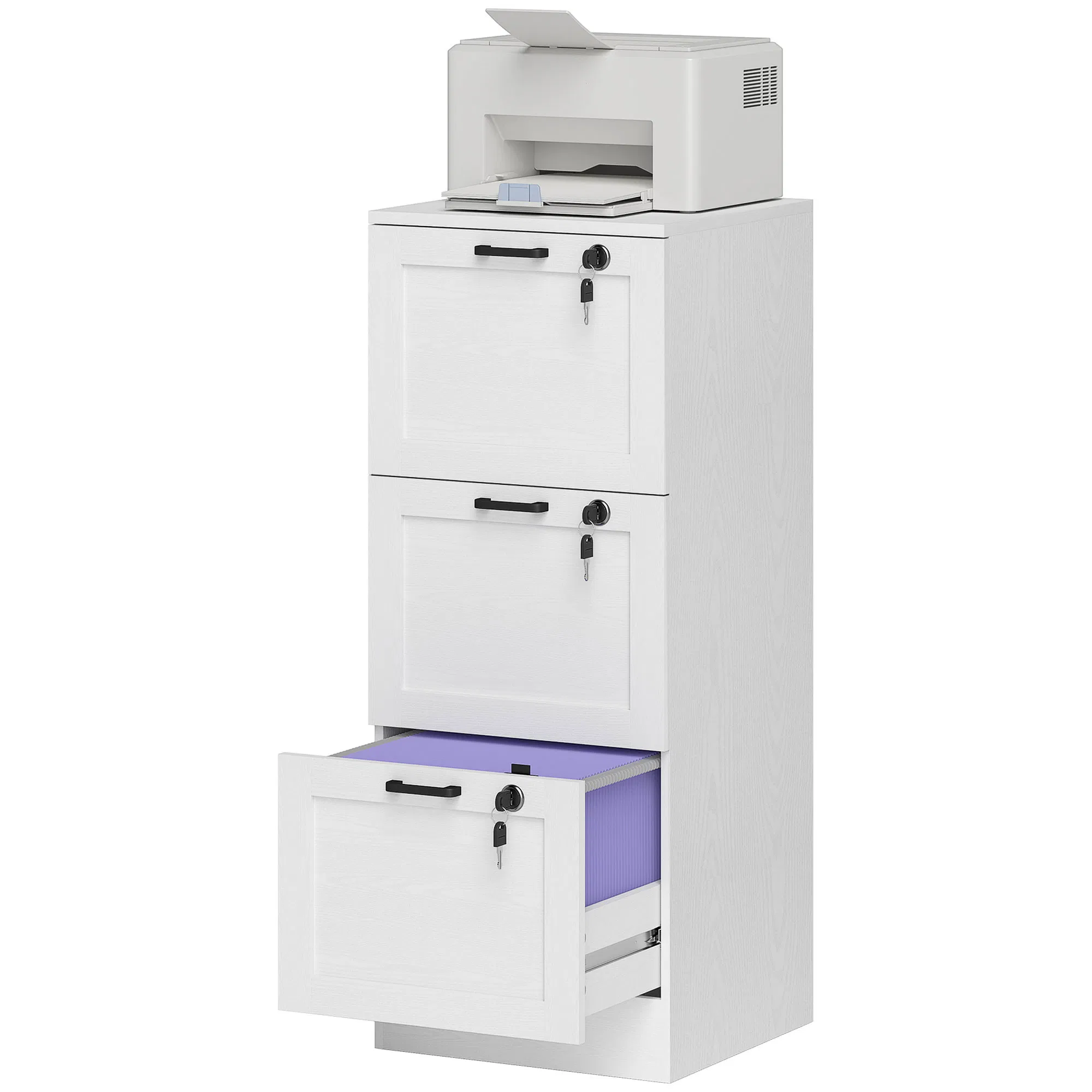 Vertical Filing Cabinet with 3 Drawers, Lock, File Cabinet for Home Office, A4 and Letter…