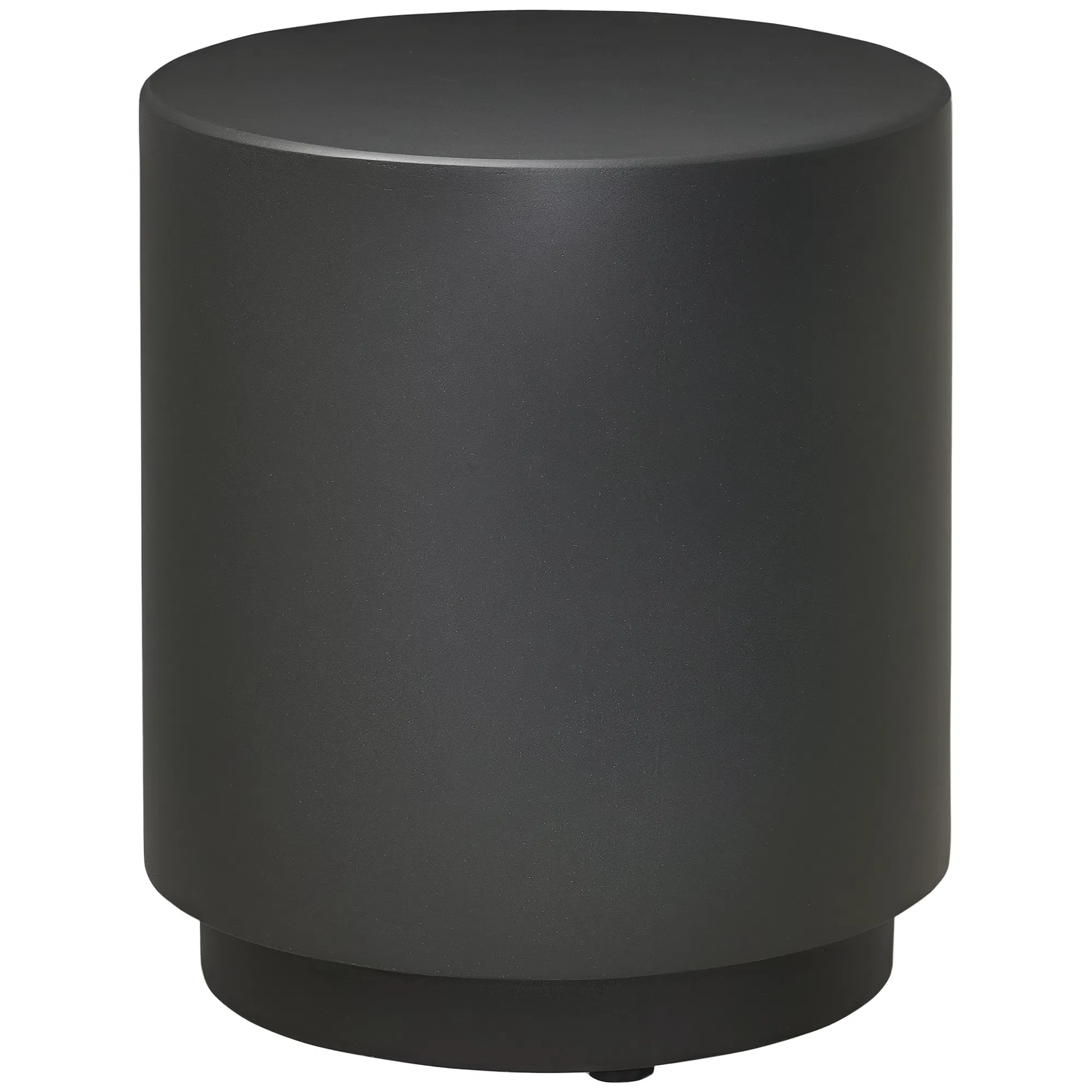 Terrazzo Finish Side Table, 17" Round End Table for Indoor and Outdoor, Charcoal Grey