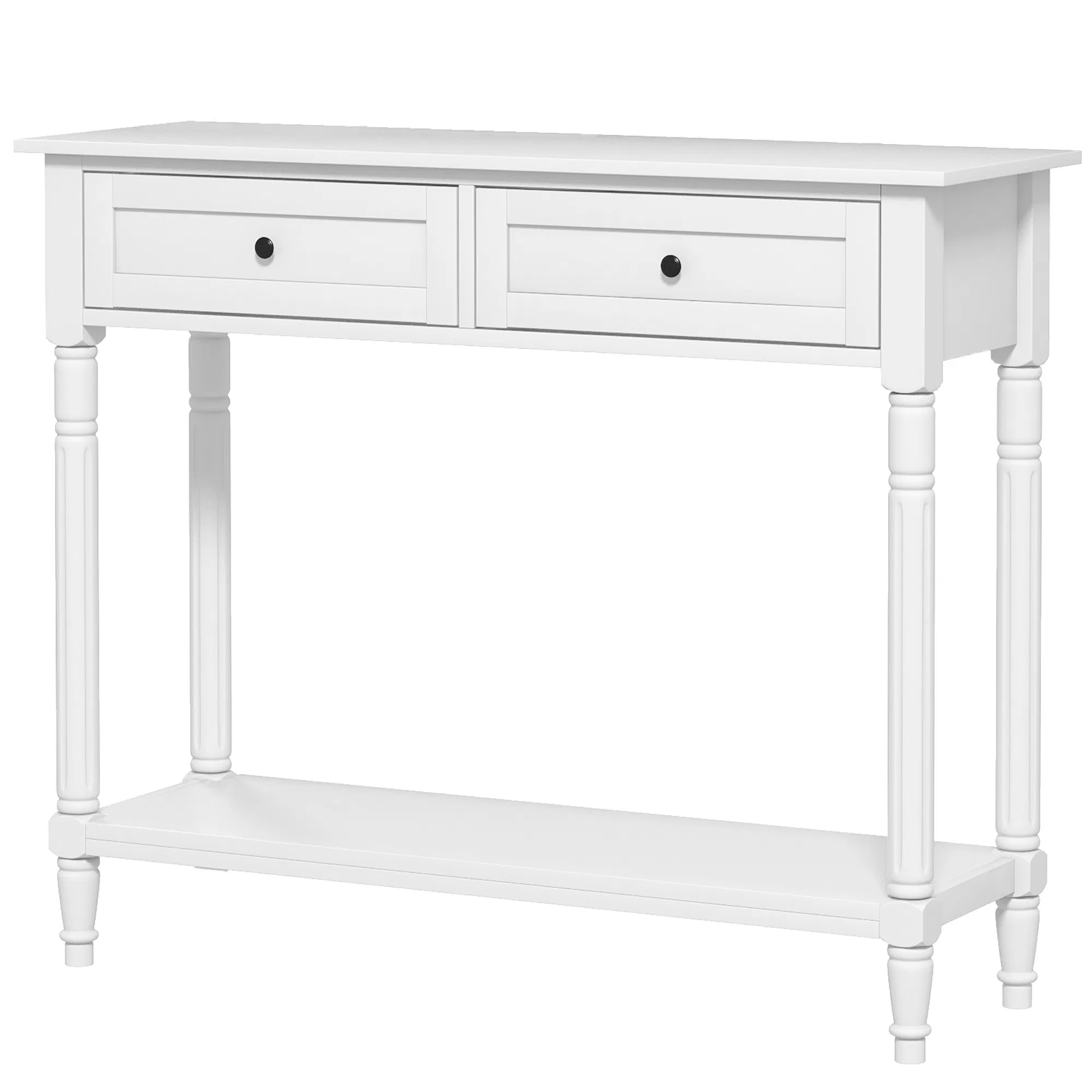 Hallway Console Table, Modern Entryway Table with 2 Drawers, Storage Shelf, Turned Legs…