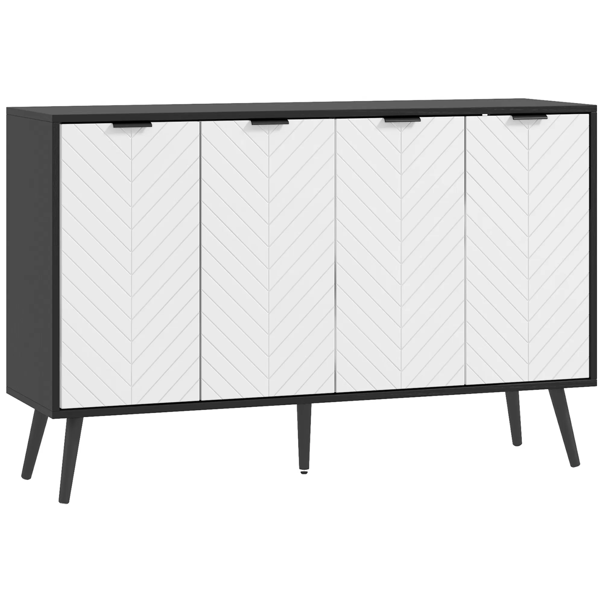 Modern Sideboard and Buffet, Dining Room Cabinet with Adjustable Shelves and 4 Doors…