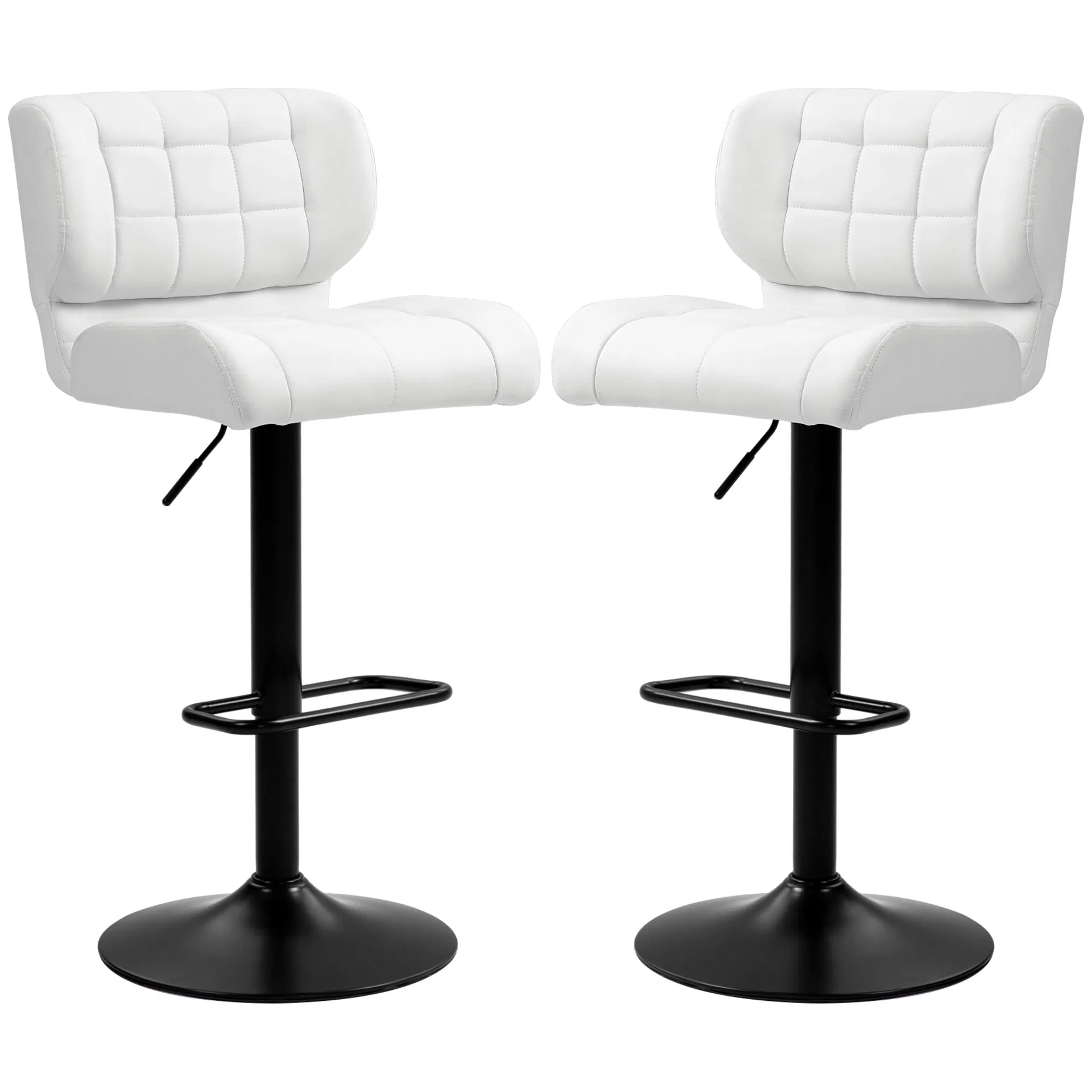 Swivel PU Leather Barstools Set of 2 Adjustable Bar Stools with Footrest Back for Kitchen…
