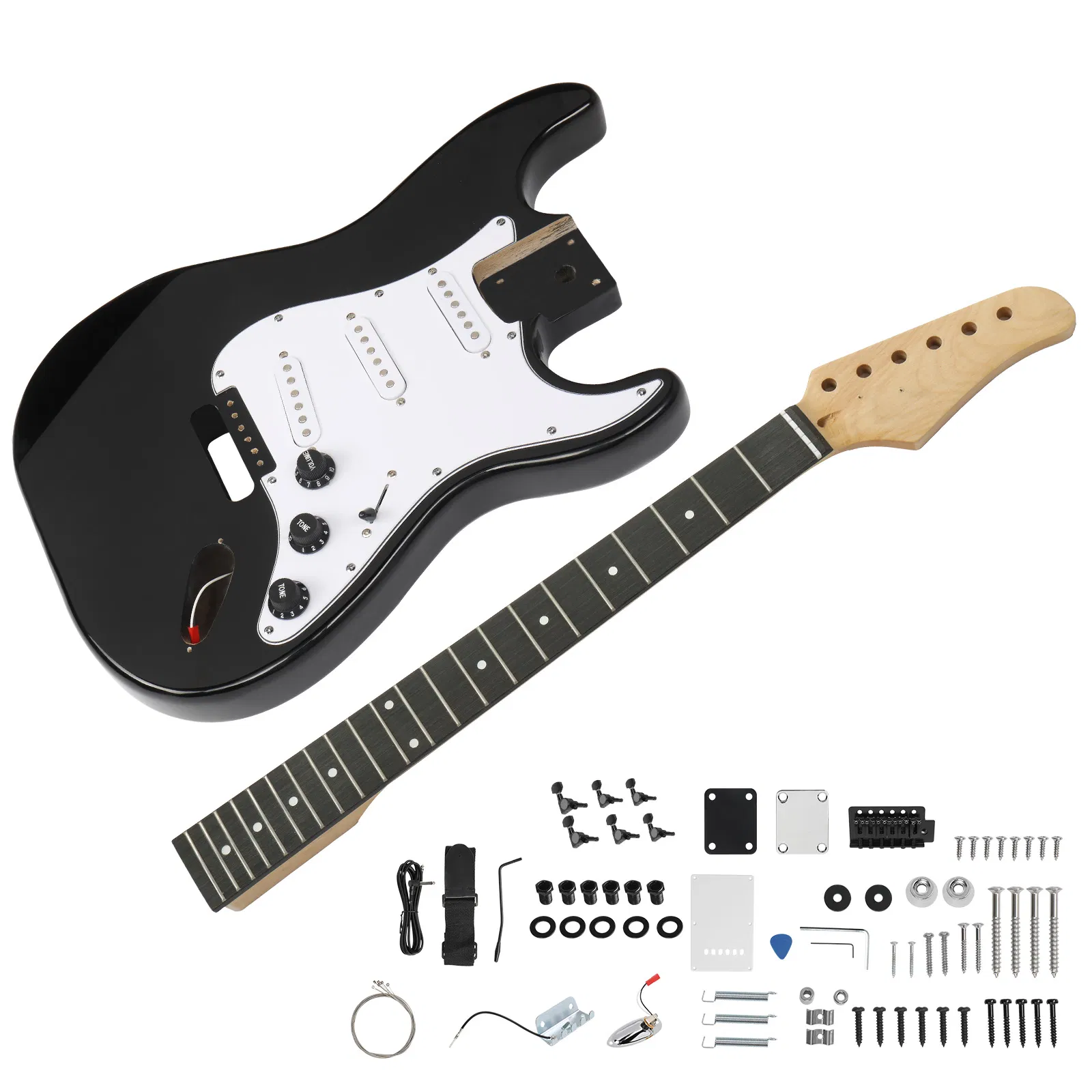 DIY 6 String ST Style Electric Guitar Kits with Mahogany Body, Maple Neck and Accessories…