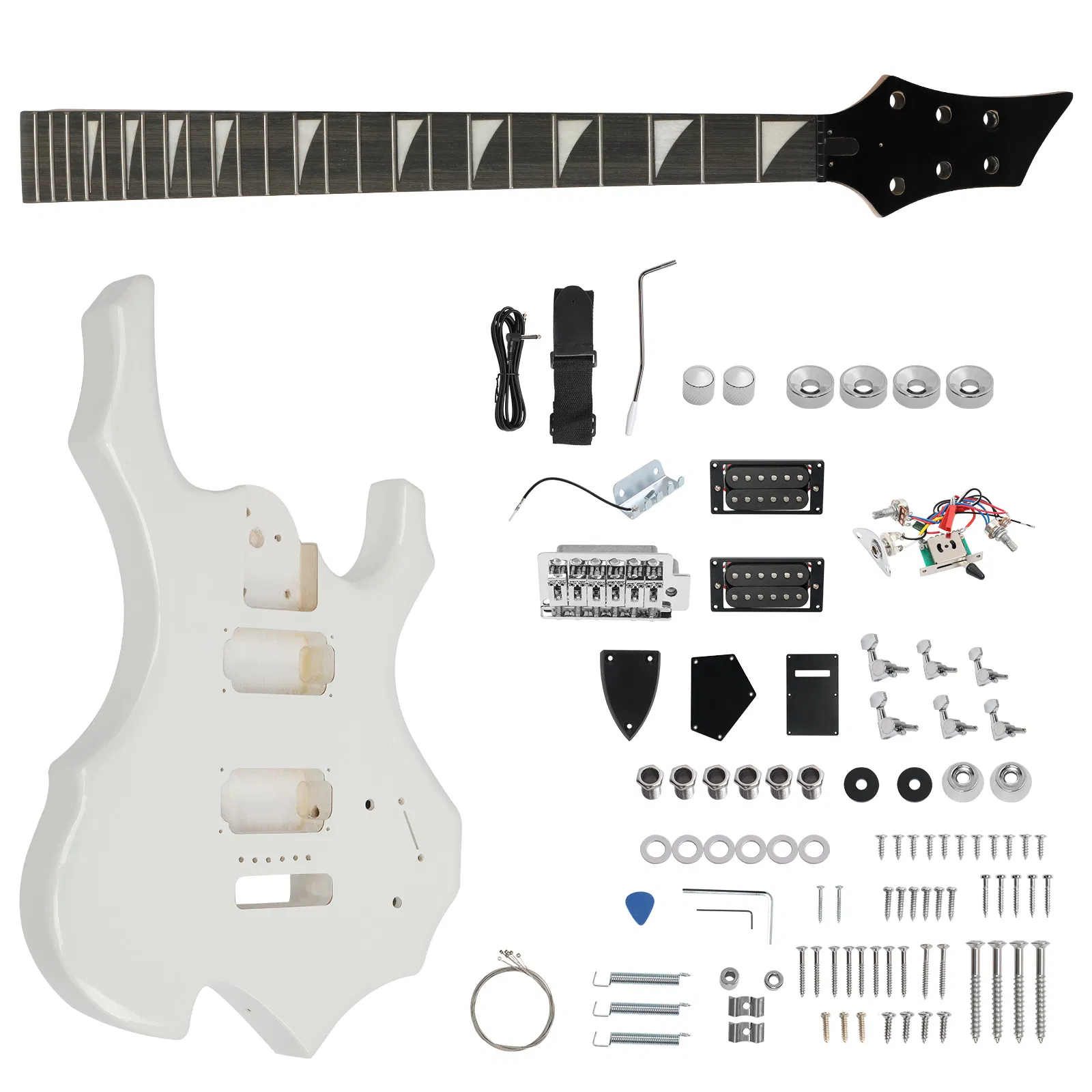DIY 6 String Flame Shaped Style HSH Electric Guitar Kits with Mahogany Body, Maple Neck…