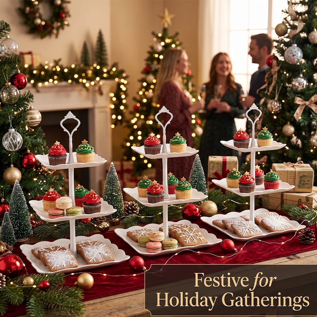 3-Pack 3 Tier Cake Stand Afternoon Tea Wedding Plates Party Embossed Tableware
