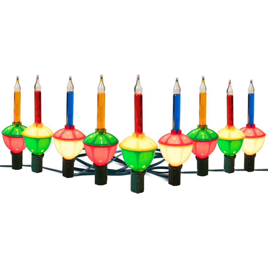 Christmas Bubble String Lights, 9 Traditional Multicolor Bubble Lights