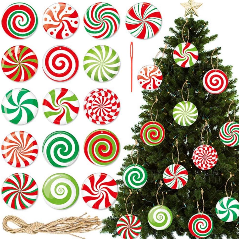 Christmas Candy Ornaments 16 Units, Lollipop And Candy Cane Hanging Tree Decorations For…