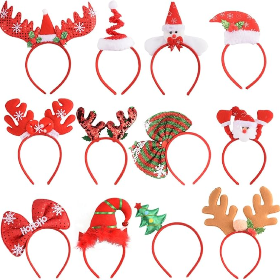 12-Pack Holiday Headbands,Cute Christmas Head Hat Toppers,Great Fun And Festive For…