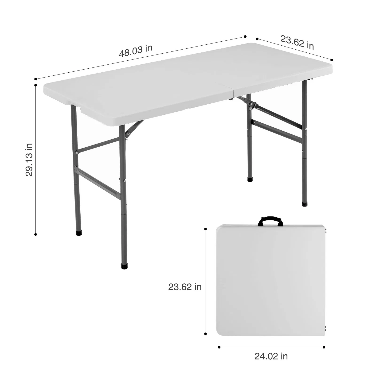 Folding Table Outdoor Indoor Heavy Duty Portable Table with Carrying Handle for Camping…