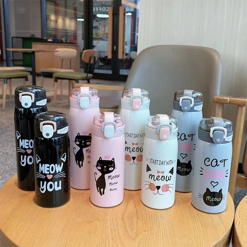 Handy Straw Cup Cute Bear Design For Students And Couples
