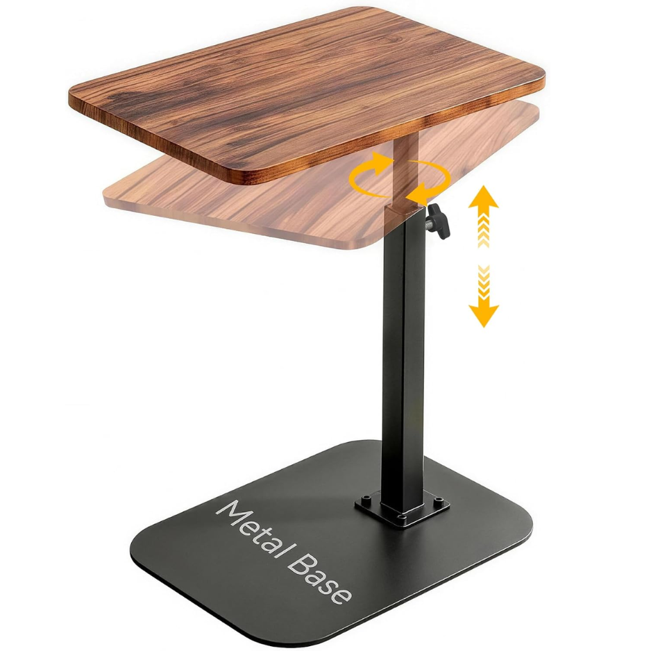 Adjustable TV Tray Table, 360 Swivel C-Shaped End Table That Slides Under Couch, Sofa…