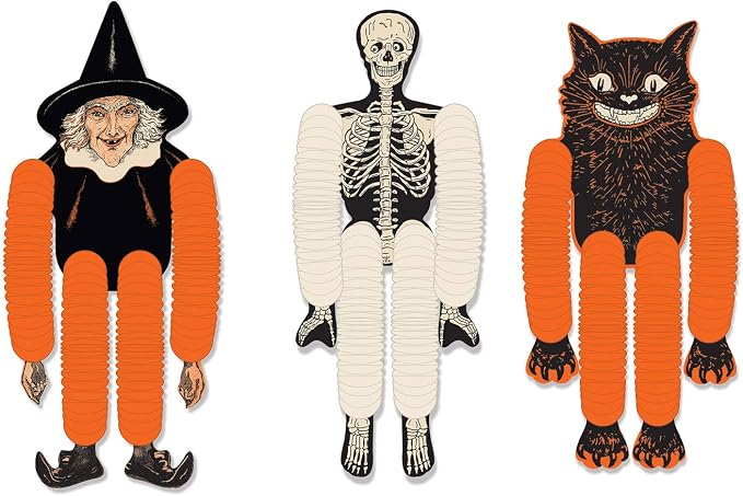 Vintage Halloween Tissue Dancers Multicolor Hanging Decorations For Spooky Party Decor