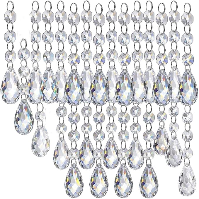 30-Piece Crystal Acrylic Teardrop Christmas Ornaments Hanging Garland Set For Tree And…