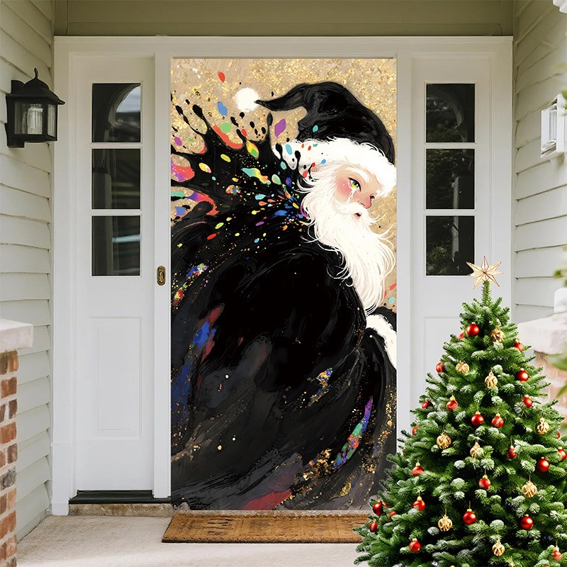 Christmas-themed Scene Decoration Backdrop Door Curtain