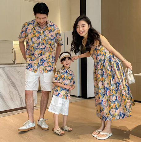 Dopamine Seaside Tyndall-effect Skirt With Print Parent-child Matching Outfits