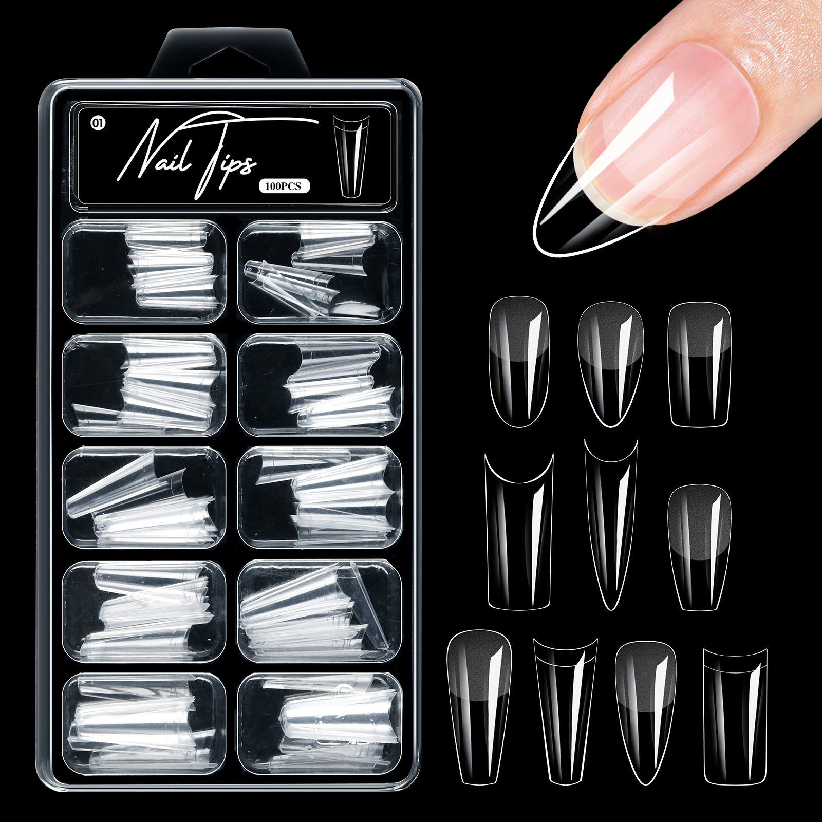No carving Sanding100-piece Box Of Protective Nail Tips