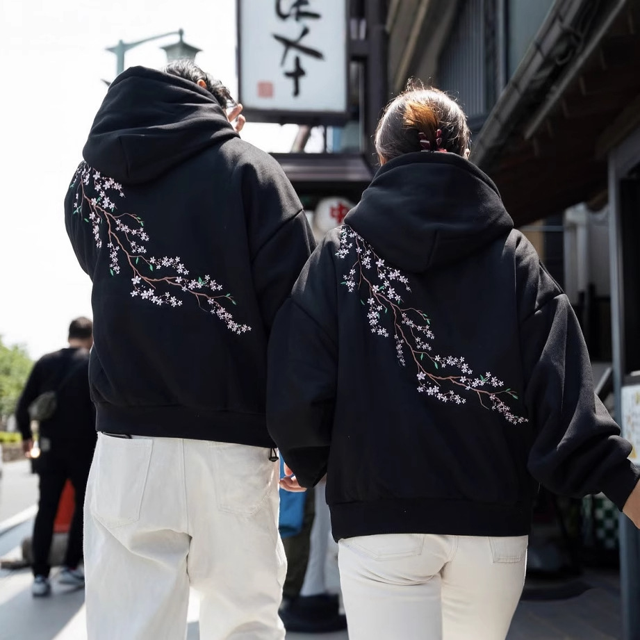 European And American Autumn And Winter Cherry Blossom Hooded Sweater Men And Women…