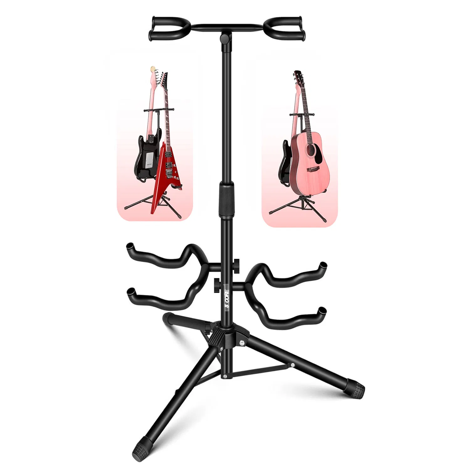 5 Core Guitar Stand Adjustable Double Guitars Stands Floor w Neck Holder Universal…