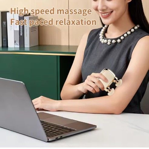 Upgrade -Mini Muscle Massage Gun Electric Fascia Massager 2 Heads For Neck & Body