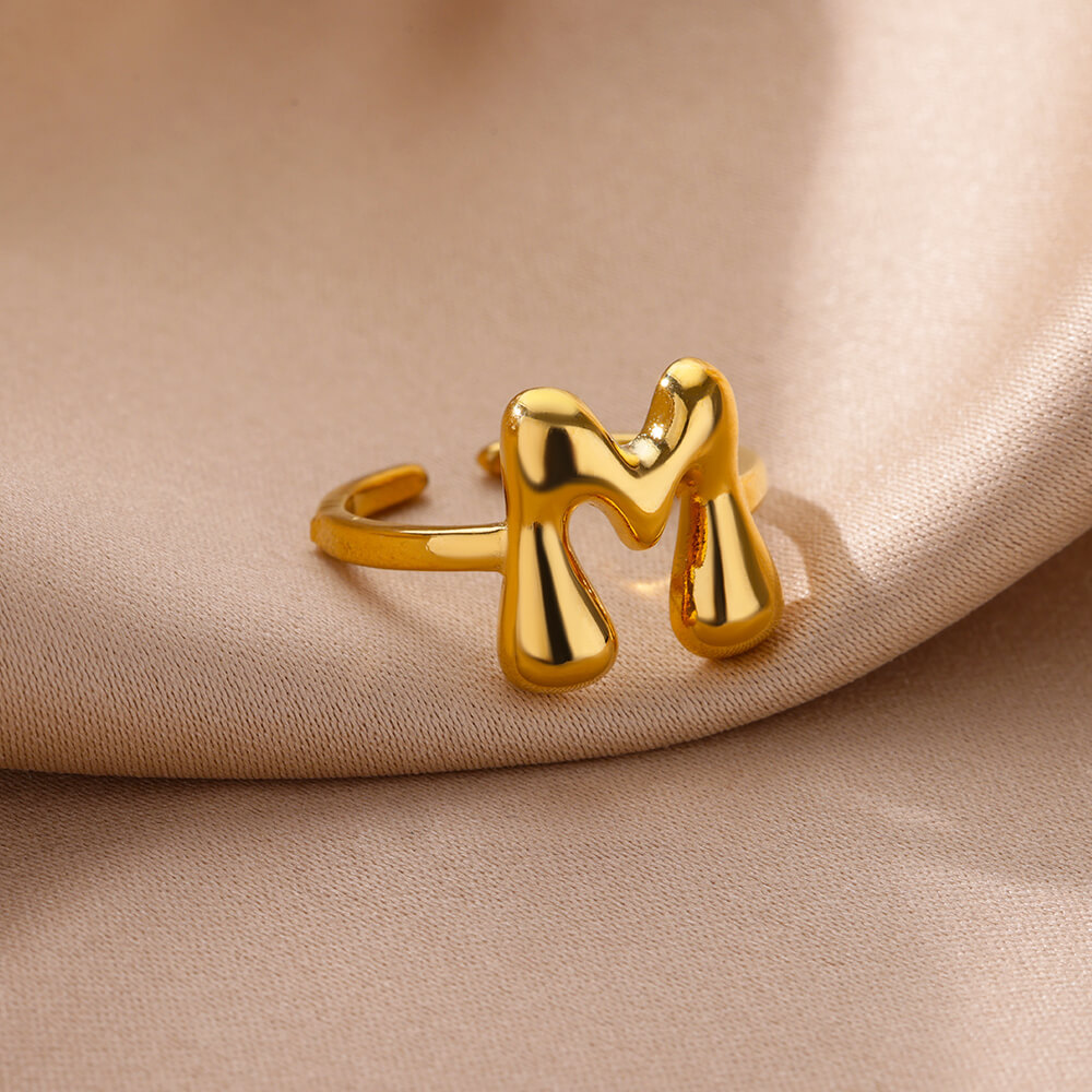 Cute Bubble Letters Ring Gold 18K Gold Plated Ring