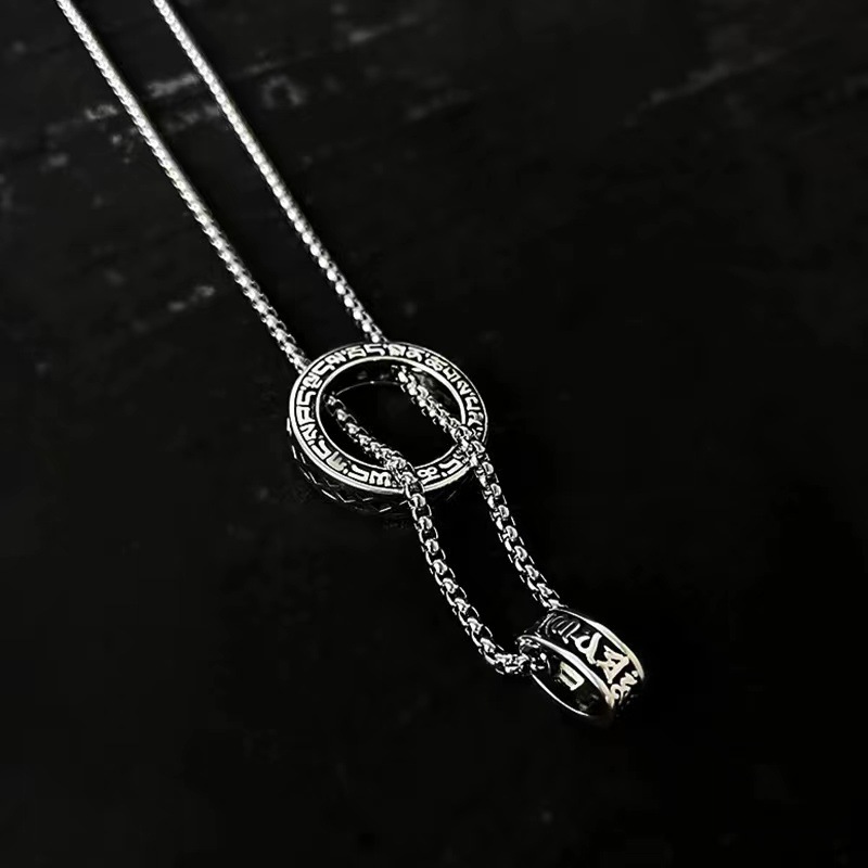 Six-Character Mantra Double-Ring Necklace For Women