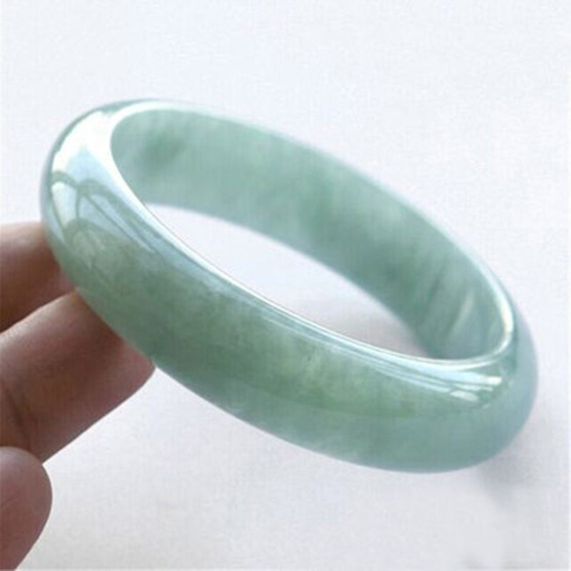 Natural Jade Bracelet For Women, A-Grade Flat Bar, High Ice Bean Green, Waxy Jade…