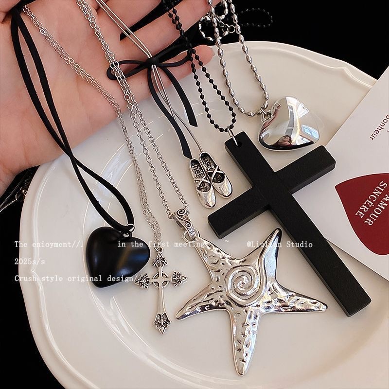 Korean Niche Design Silver Cross Necklace Women's Long Clavicle Punk Retro Sexy Y2K Neck…
