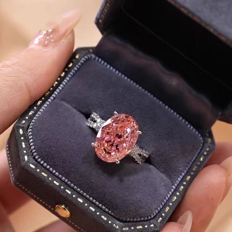15-Carat Pink Pigeon Egg Ring For Women, Personalized, High-End, Exquisite Hand Jewelry…