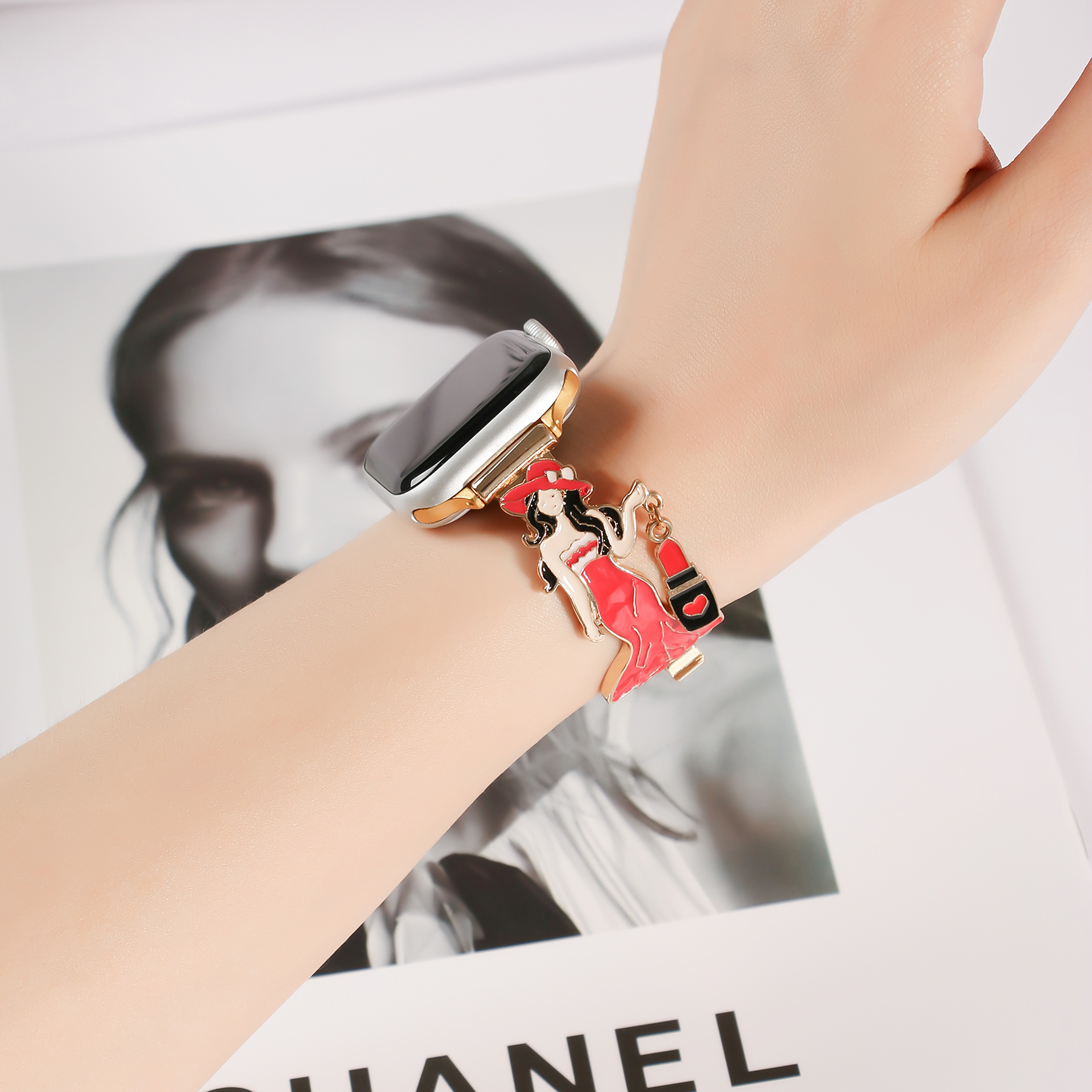 Elegant Lady Enamel Metal Watch Band For IWatch Series 10 9 8 7 6 5 4 3 2 1 SE Ultra…