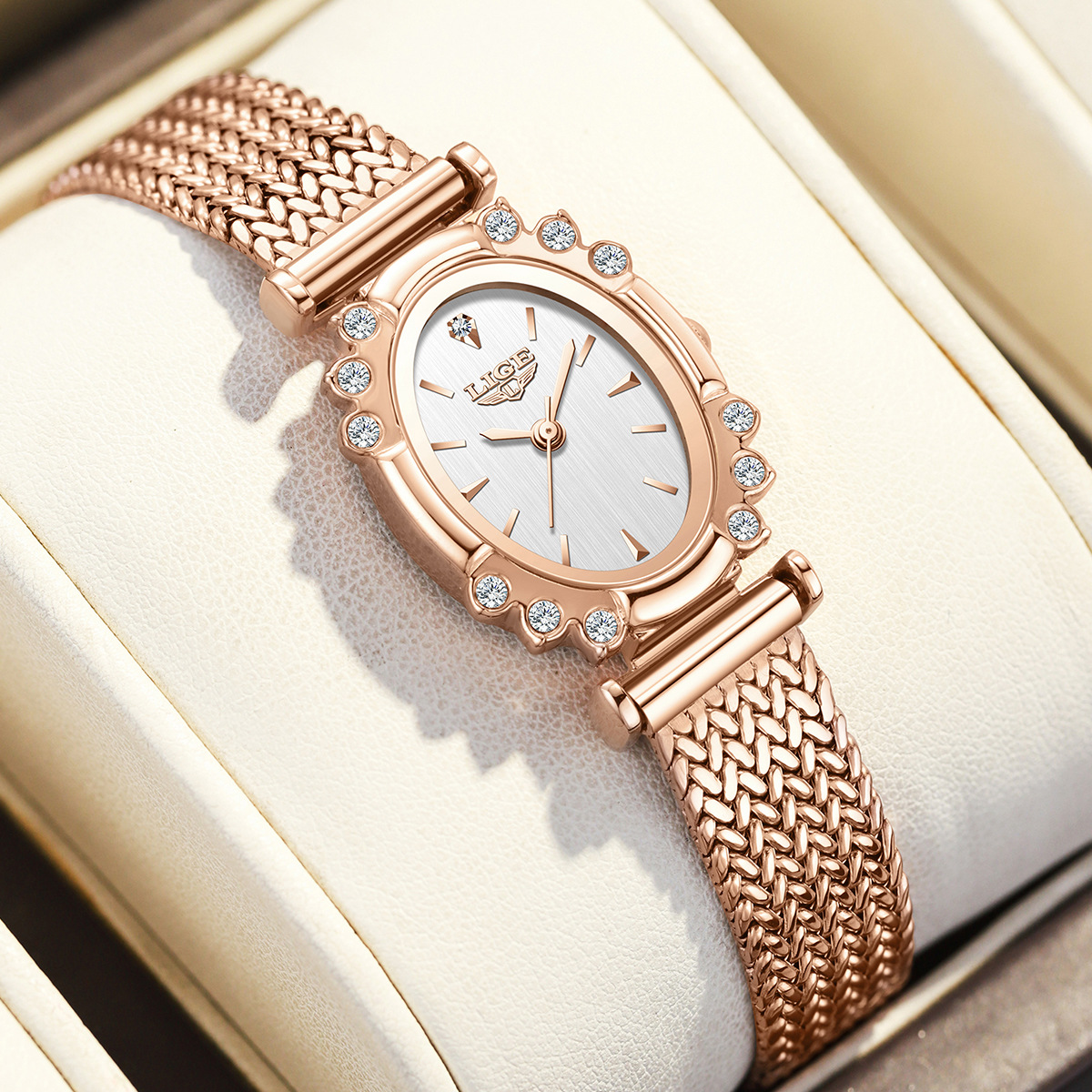 Womens Wheat-ear Strap Square Watch