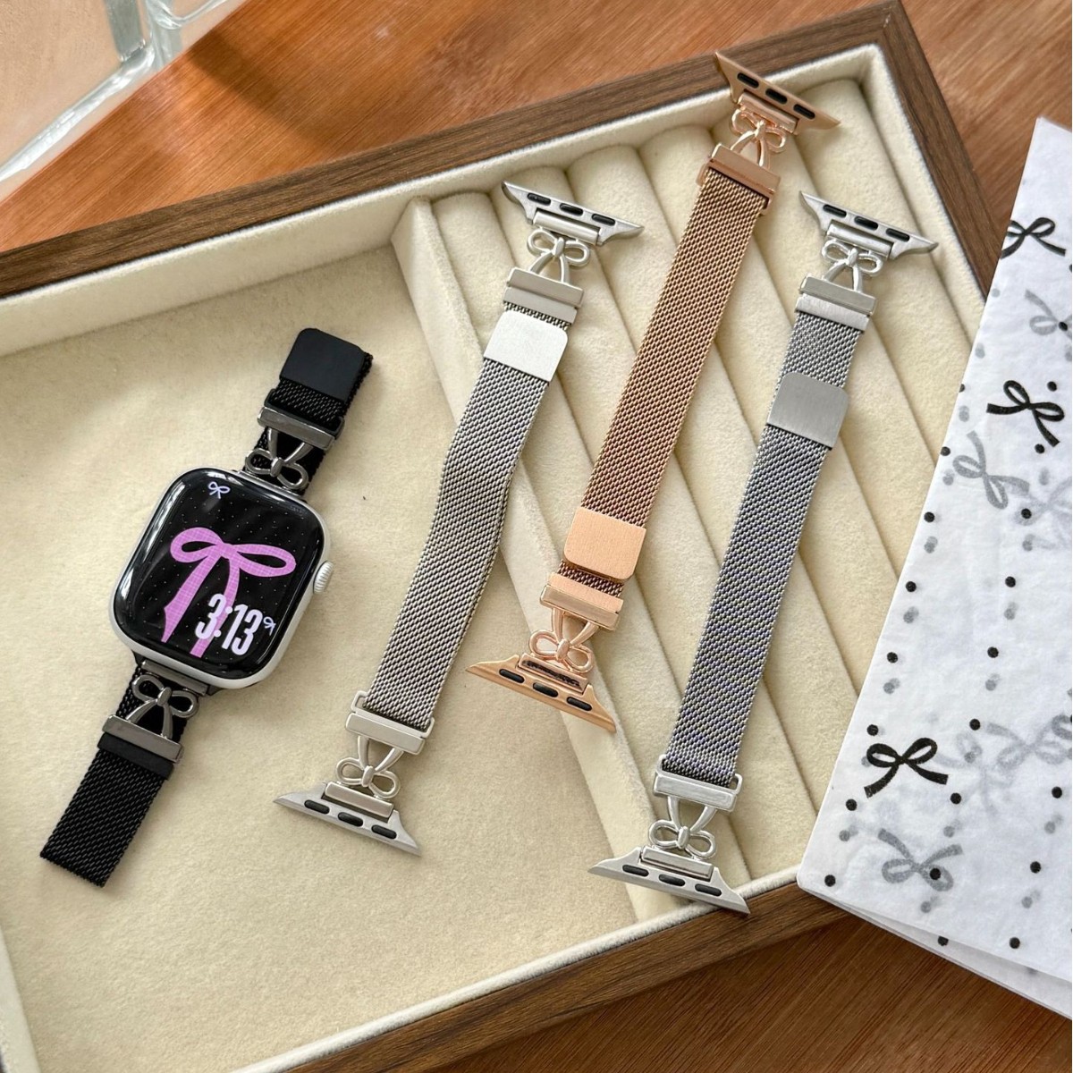 Butterfly-clasp Metal Milanese Magnetic Watch Strap