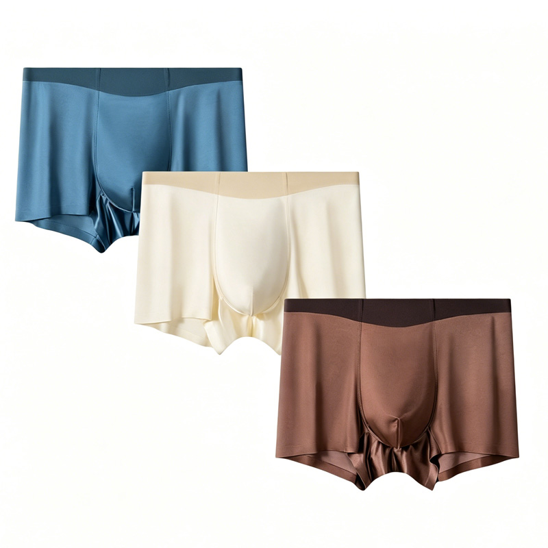 3-Pack Satin Silk Boxer Briefs Mid Waist Underpants,Men's Light Luxury Satin Ice Silk…