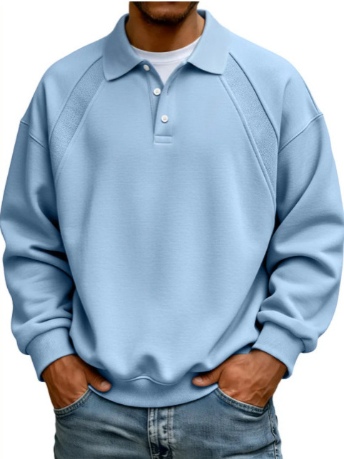 European And American Men's High-Quality Heavyweight Long-Sleeve Sweatshirt With Button…