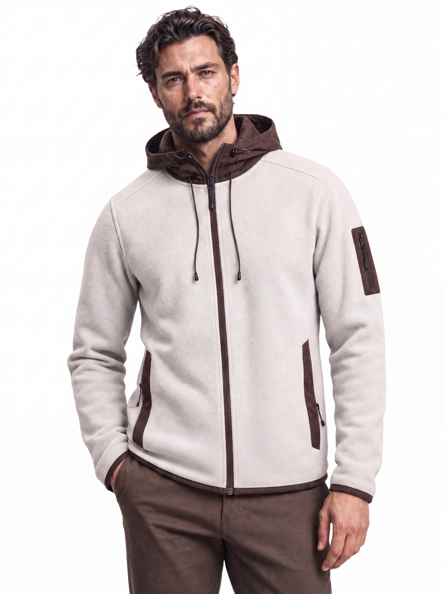 Autumn Winter Suede Patchwork Fleece Thickened Sweatshirt For Men, European And American…