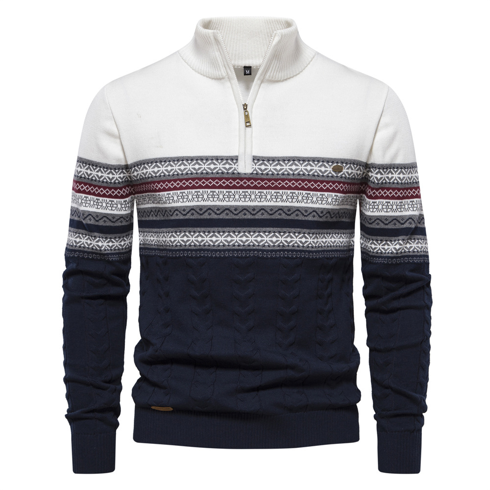 Autumn And Winter New Fashion European Size Collar Men's Sweater Half Zipper Knitted…