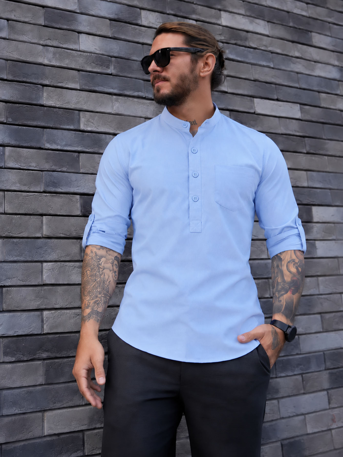 Soft Touch Men's Henley Collar Shirt - All Match Essential Wardrobe