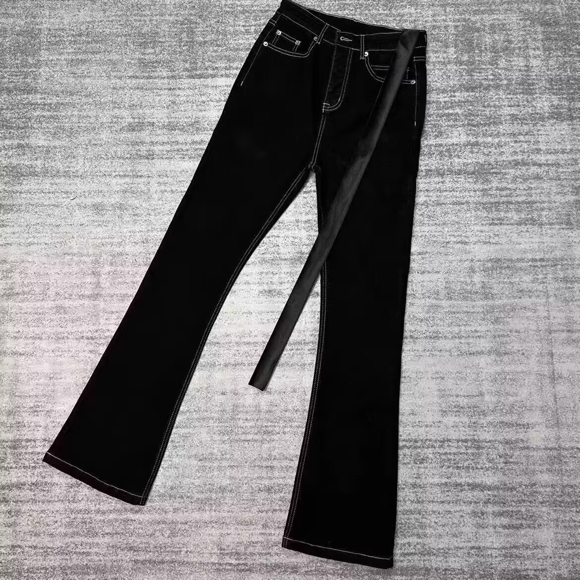 Men's And Women's Denim Waxed Pants With Drawstrings