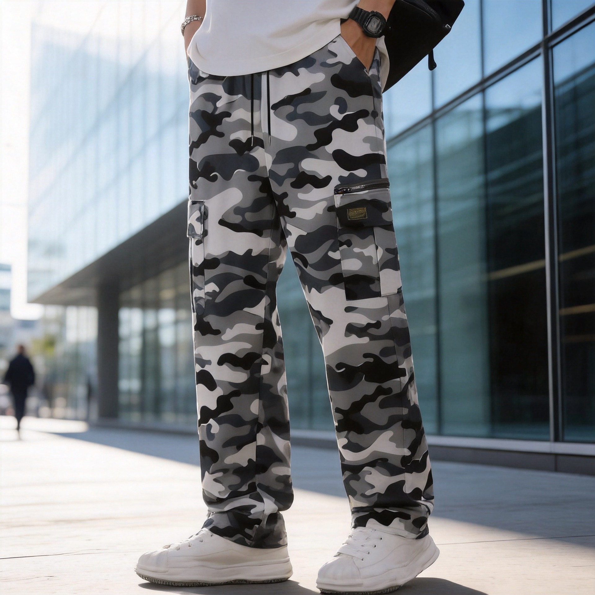 Men's Plus-Size Camouflage Pants, Workwear Trousers, Casual Pants