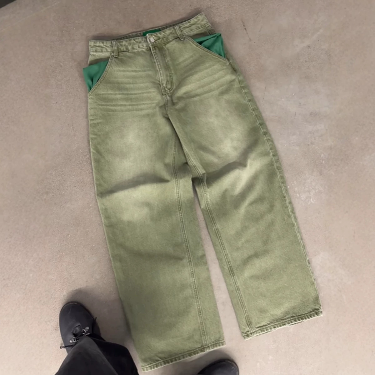 Matcha Green Straight-leg Loose-fit Trousers