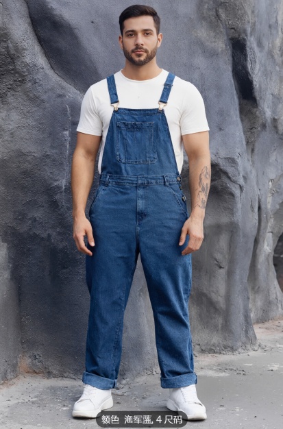 Plus Size Mens Denim Overalls Big And Tall Dark Indigo Loose Fit Bib Overalls US Ready…
