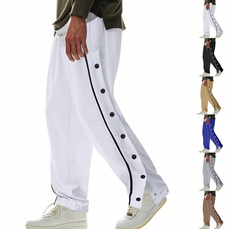 Men's Drawstring Button-up Pants, European Size , Spring And Autumn, Solid Color, Casual…