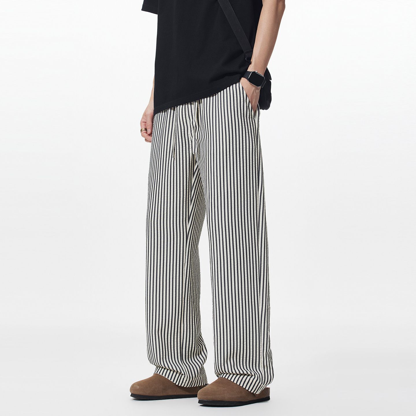 Versatile Relaxed-fit Niche Striped Casual Pants