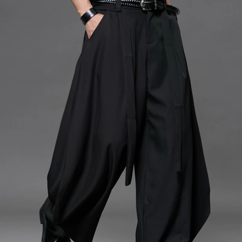 Silhouette Wide-Leg Trousers With Curved Blade Design