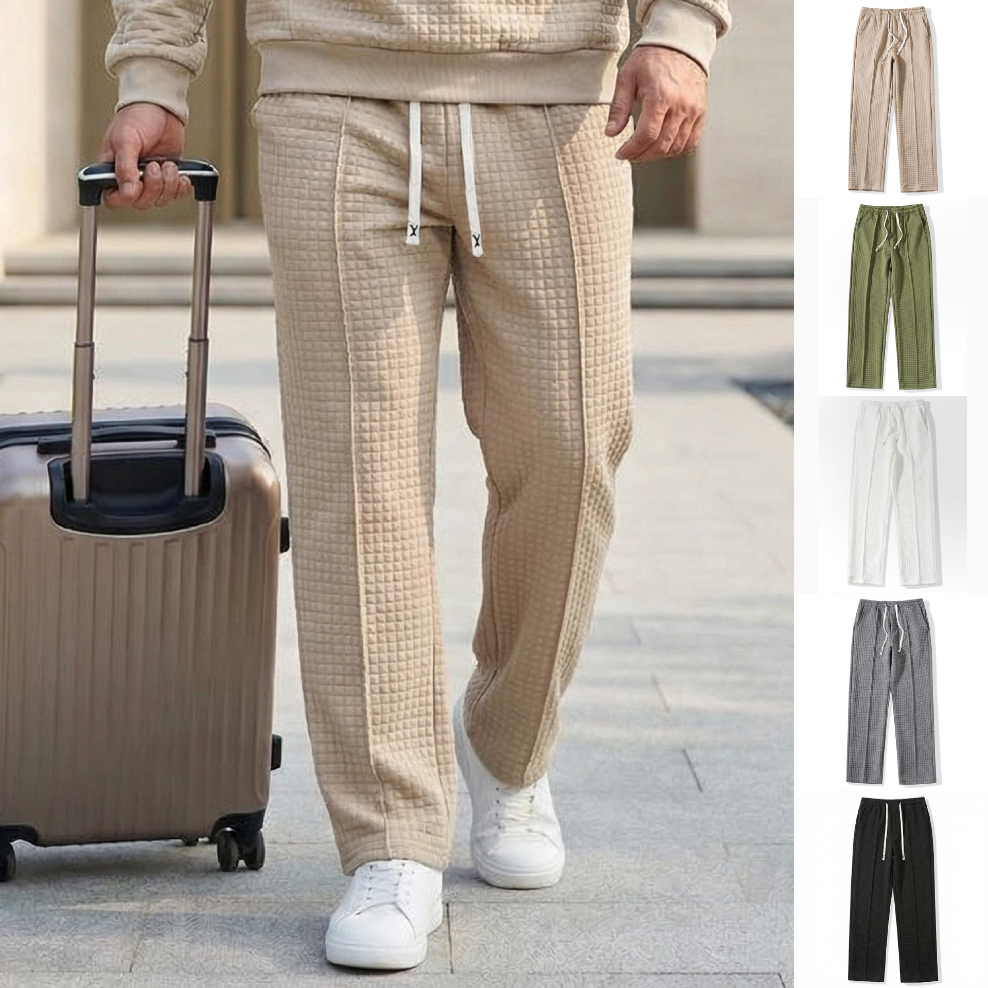 Spring Autumn Trousers With An Elastic Waist Loose-fit Outdoor Pants For Men
