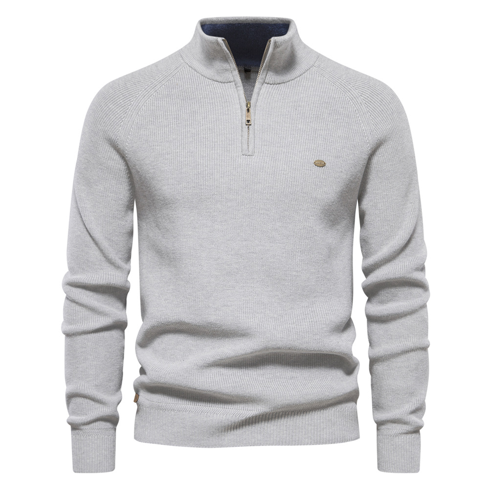 Autumn And Winter New Men's European Size Sweater, Long-Sleeve Half-Zip Stand Collar…