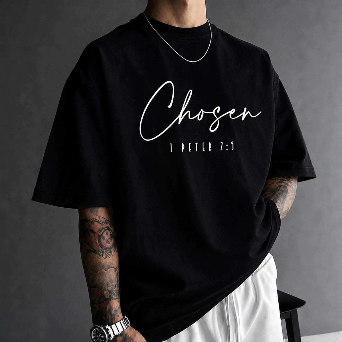 Minimalist Faith-style Black Short-sleeve T-shirt
