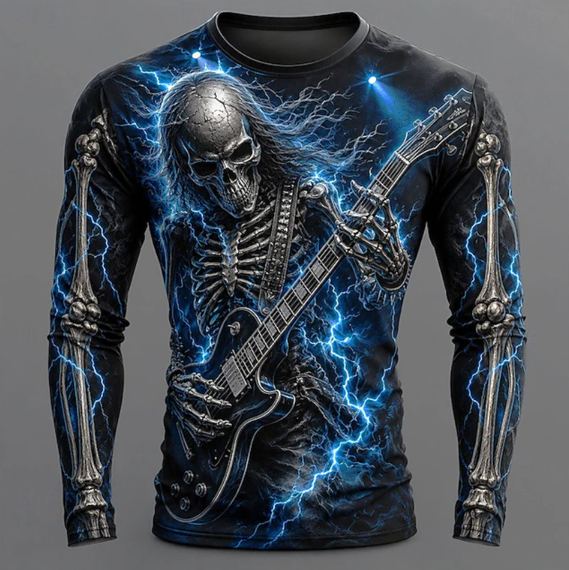 Printed Mens Long-Sleeve T-Shirt With A Crew Neck