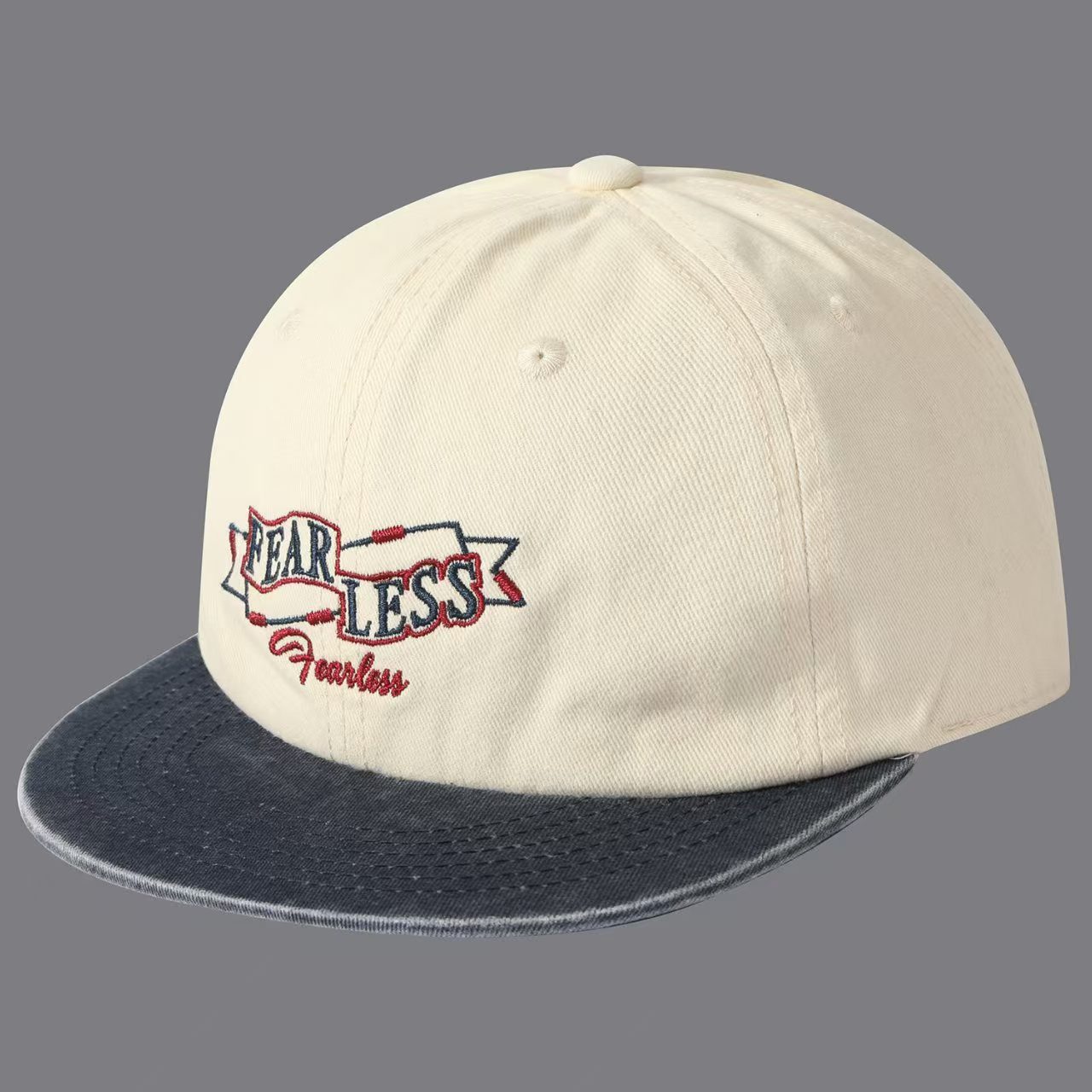 Street Casual Vintage Distressed Multi-color Brimmed Embroidered Letter Flat-brim…