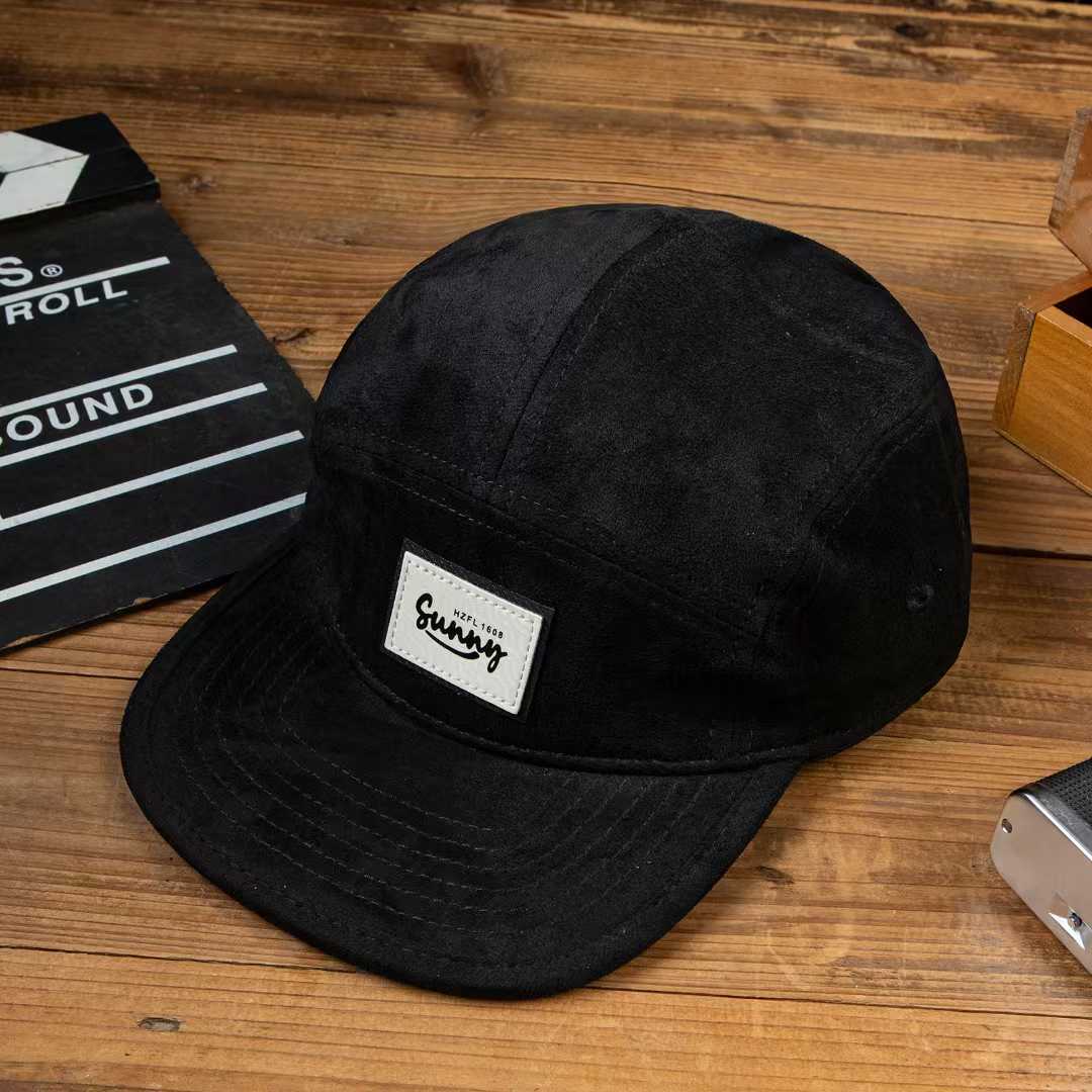 Summer Men's And Women's Identical Suede Fabric Simple Letter Logo Five-panel Hat For…