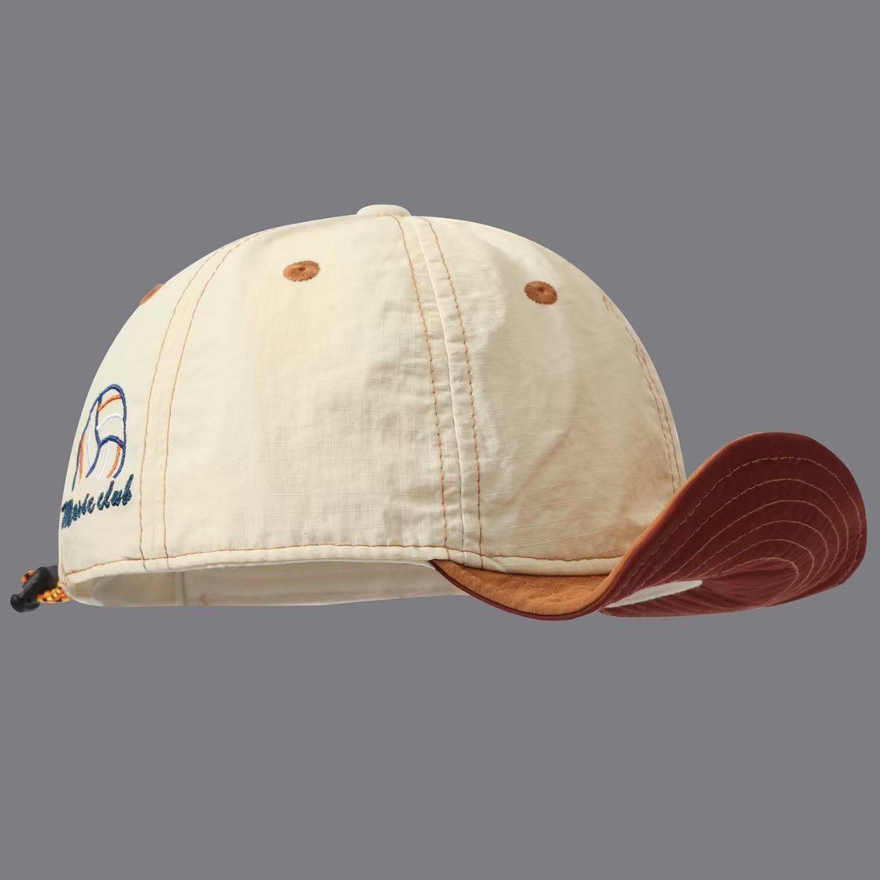Overhanging Color-matching Quick-drying Five-piece Cap - Volleyball Letter Embroidery…