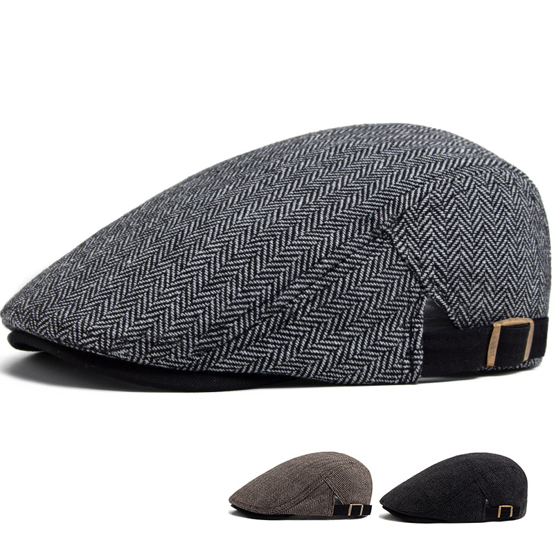 Mens Retro Herringbone Peaked Cap